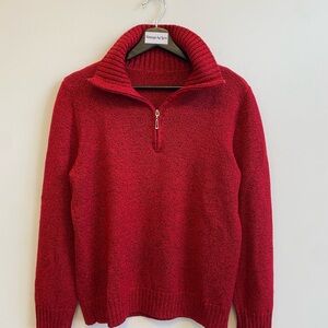 Elegant Red Zip-Up Sweater for Women